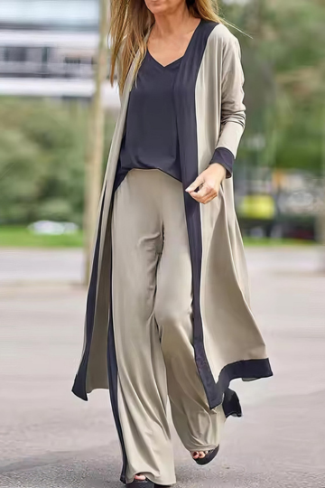 Conjunto de 3 piezas para mujer: cárdigan, top y pantalón ancho