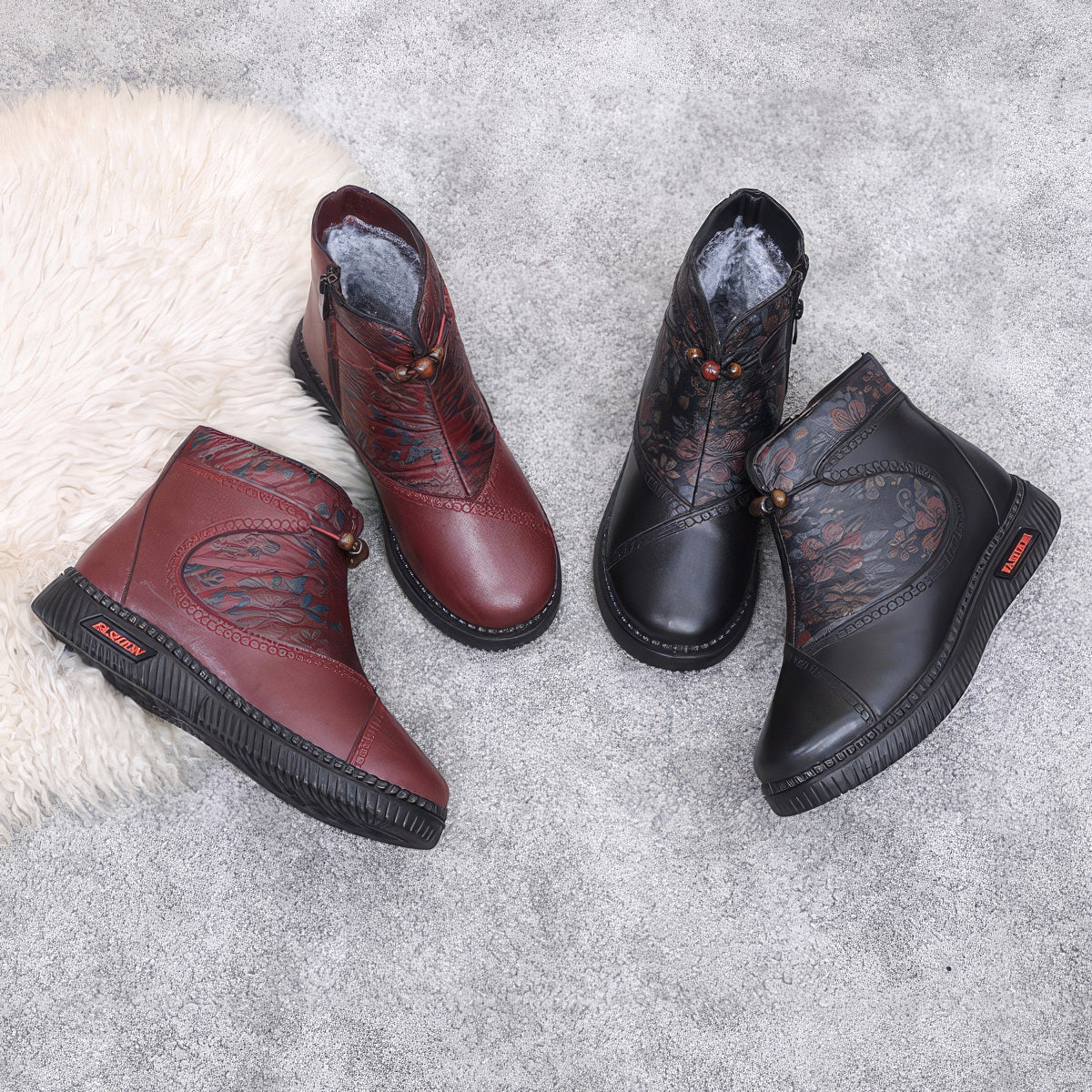 Zapatos de mujer de piel y algodón- TU ESENCIA